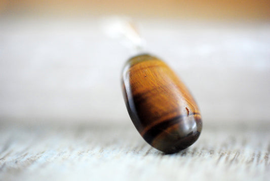 Tigerauge Anhänger an 925er Silber Gliederkette