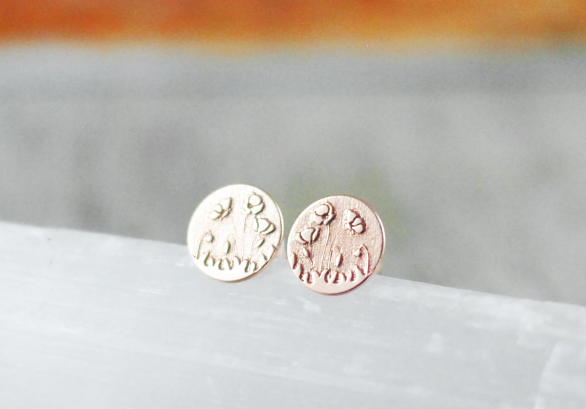 18K Roségold vergoldete Ohrstecker "Mohnblumenfeld"