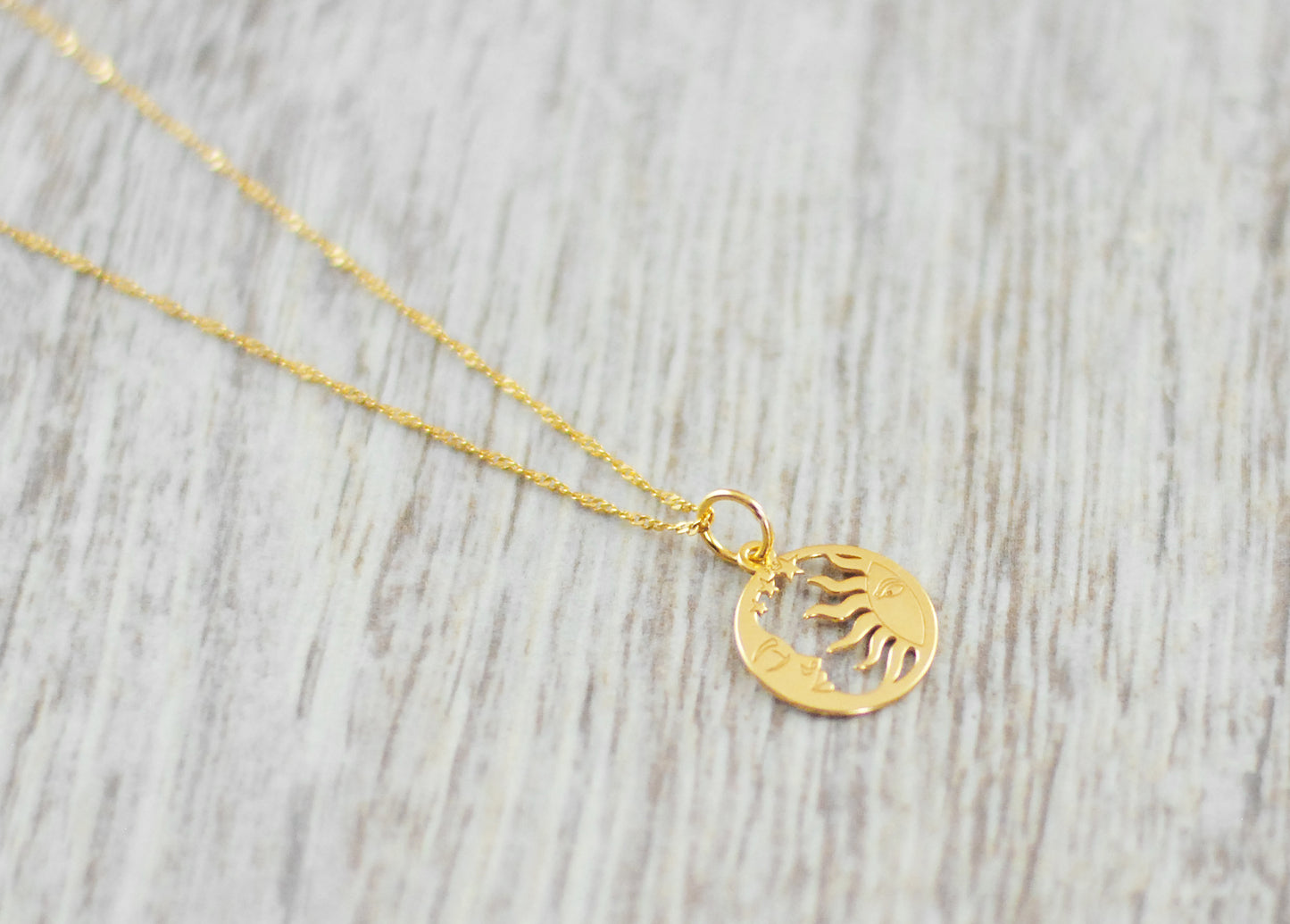 24K vergoldete Kette "Sonne & Mond"