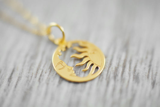 24K vergoldete Kette "Sonne & Mond"