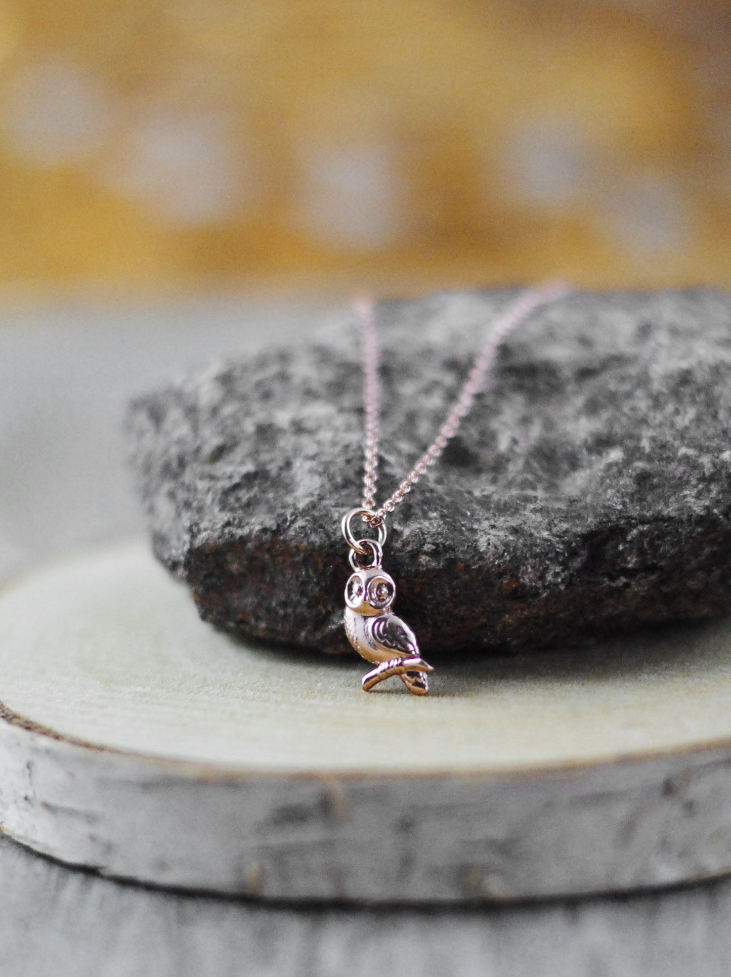 18 K Roségold vergoldete Kette "Eule"