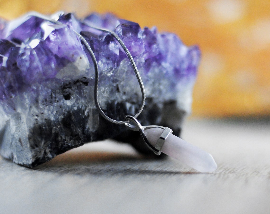 Edelstein Kette Rosenquarz Spitze