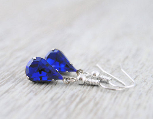 Tropfen-Ohrhänger "Saphirblau"