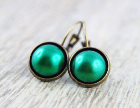 Ohrhänger Perle "Dunkelgrün"