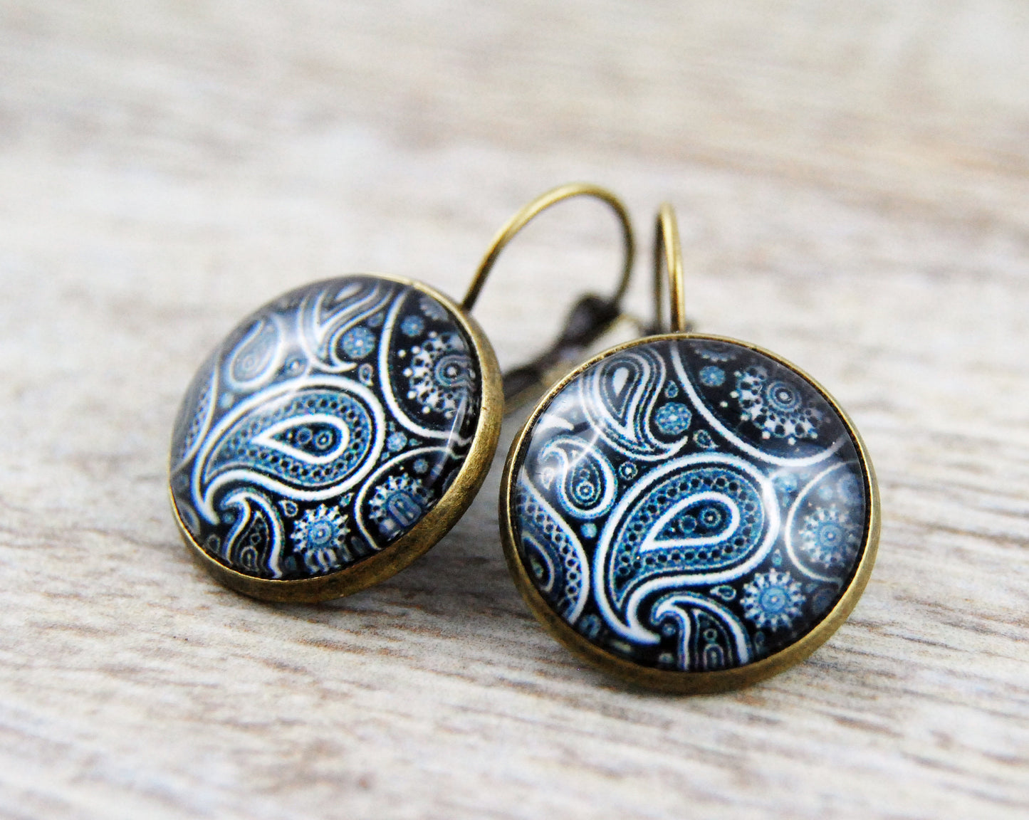 Ohrhänger "Oriental" Petrolblau-Schwarz