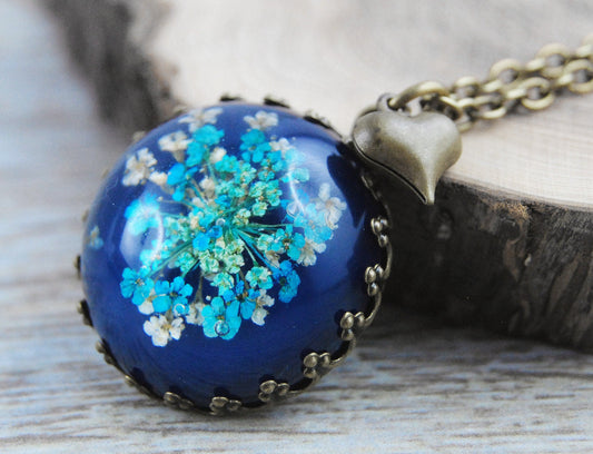 Amulett "Vergissmeinnicht" Dunkelblau