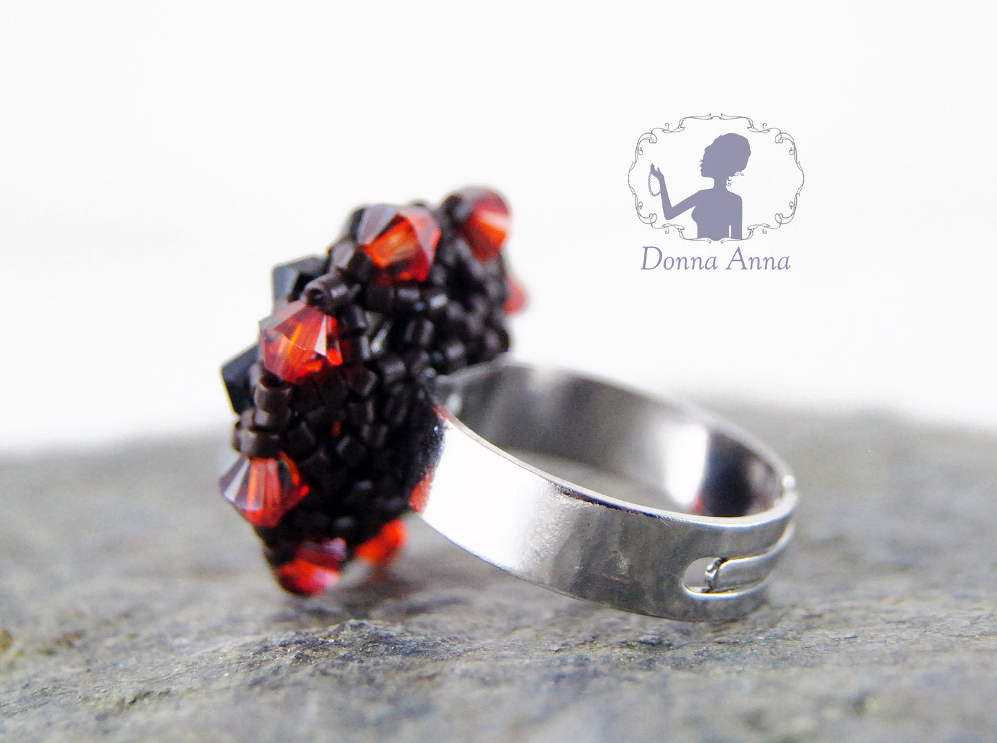 Kristallblüte Dunkelrot / Ring