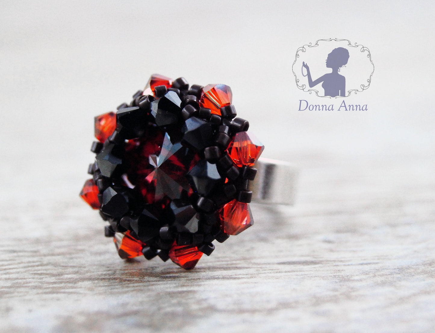 Kristallblüte Dunkelrot / Ring