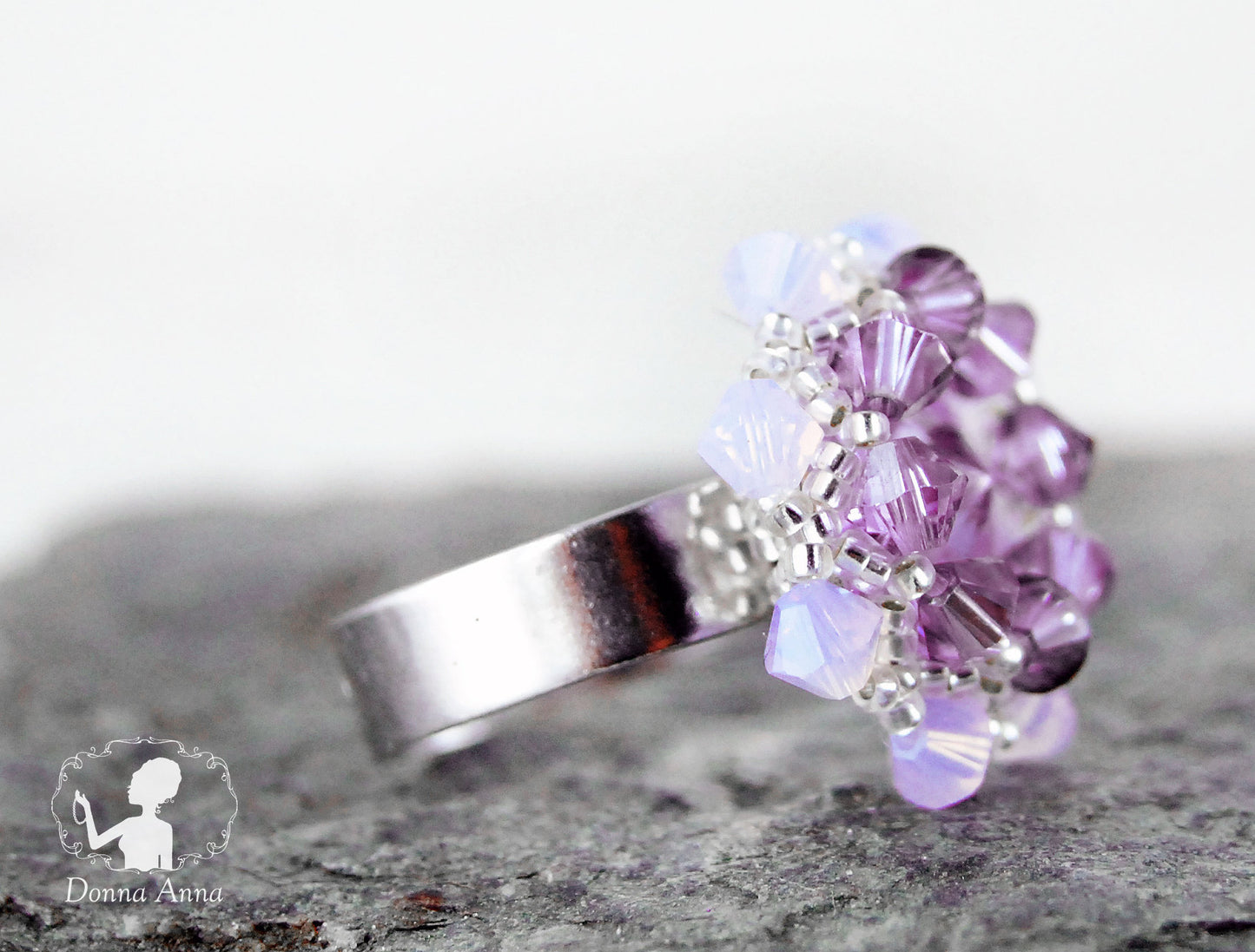 Kristallblüte Flieder / Ring