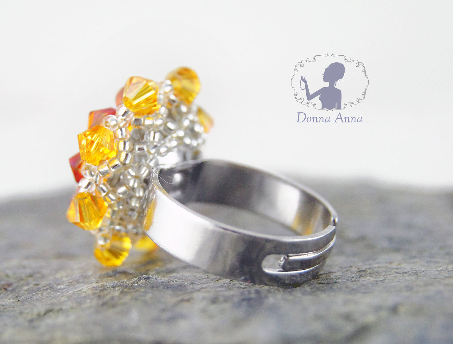 Kristallblüte Sonnengelb / Ring