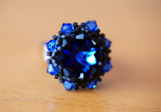 Kristallblüte Nachtblau / Ring