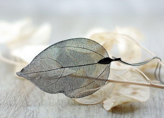 Herbstblatt Amulett - Altsilber