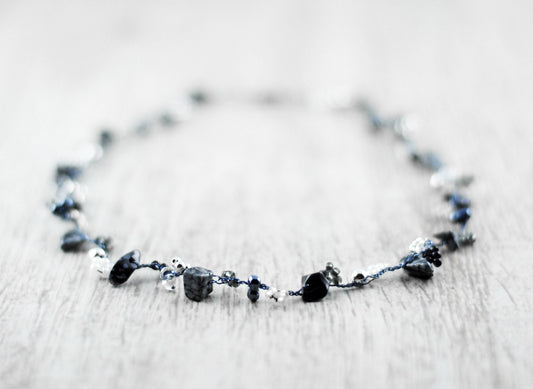Schlichte Kette mit Schneeflocken-Obsidian