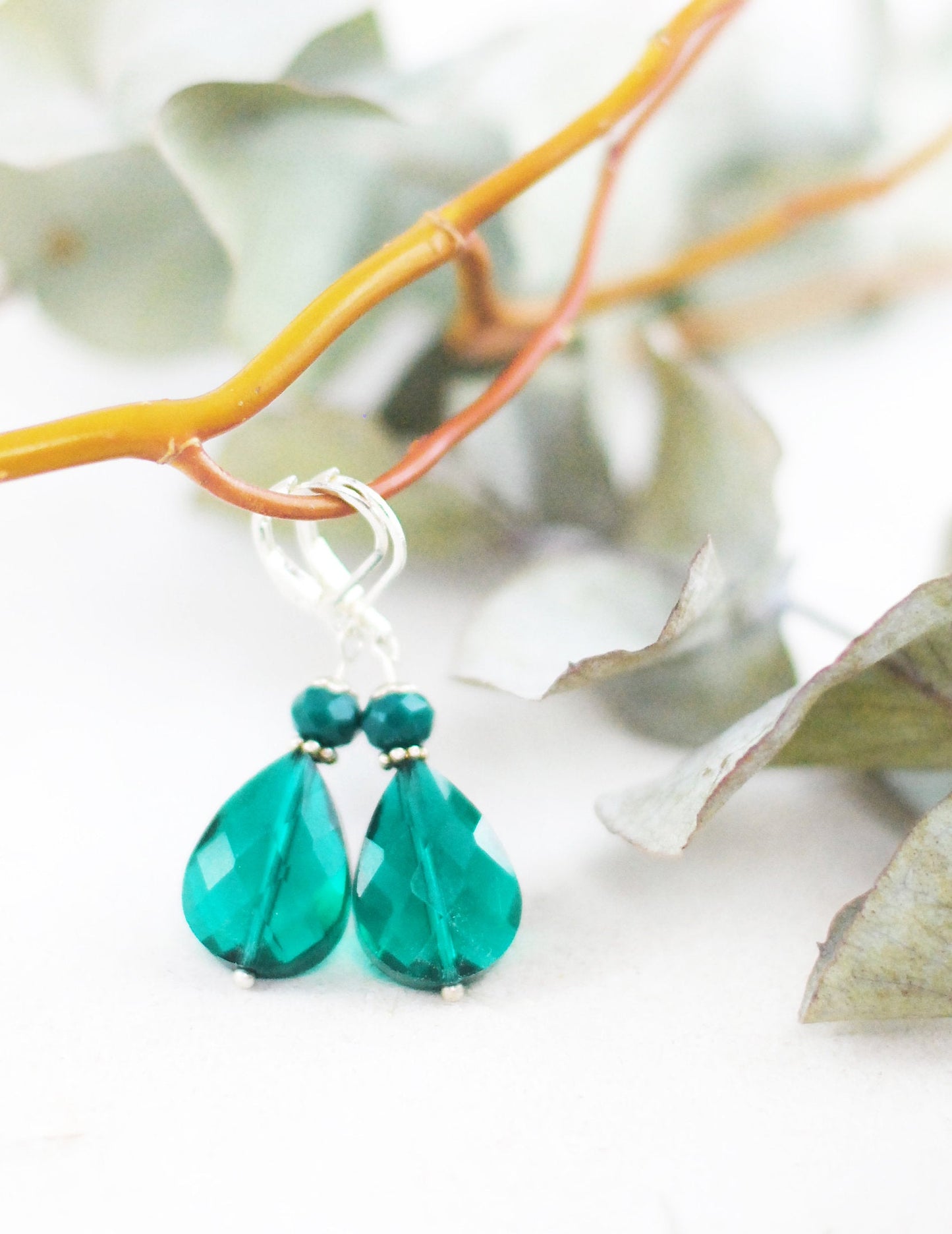 Kristall-Tropfen-Ohrhänger Smaragdgrün