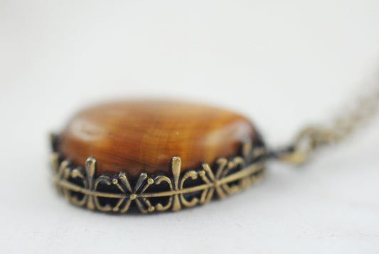 Tigerauge Tropfen Edelstein Amulett