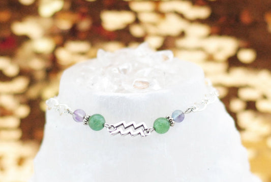 Armschmuck Wassermann versilbert mit Malachit und Aventurin - Sternzeichen Schmuck