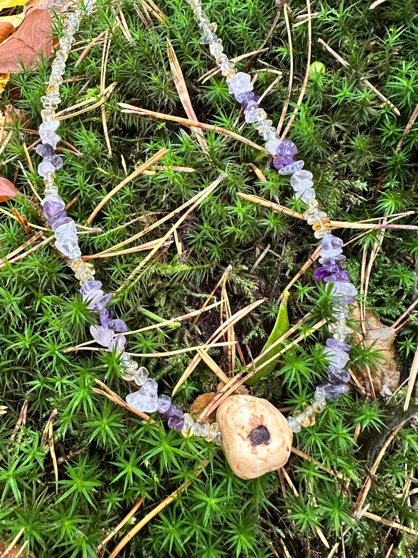 Behütet ✧ Baumperlen-Kette ✧ Ametrin & Citrin ✧ Unikat