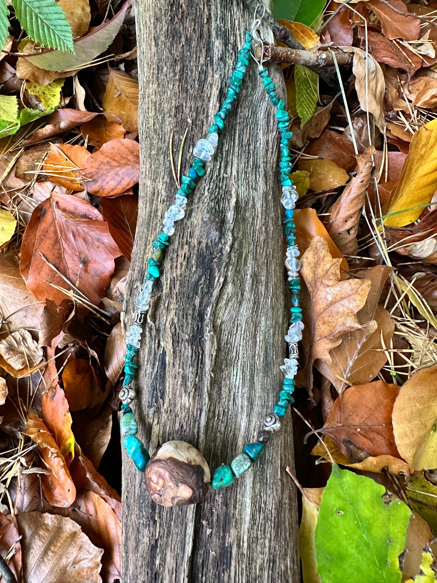 Zuversicht ✧ Baumperlen-Kette ✧ Chrysokoll & Malachit ✧ Unikat