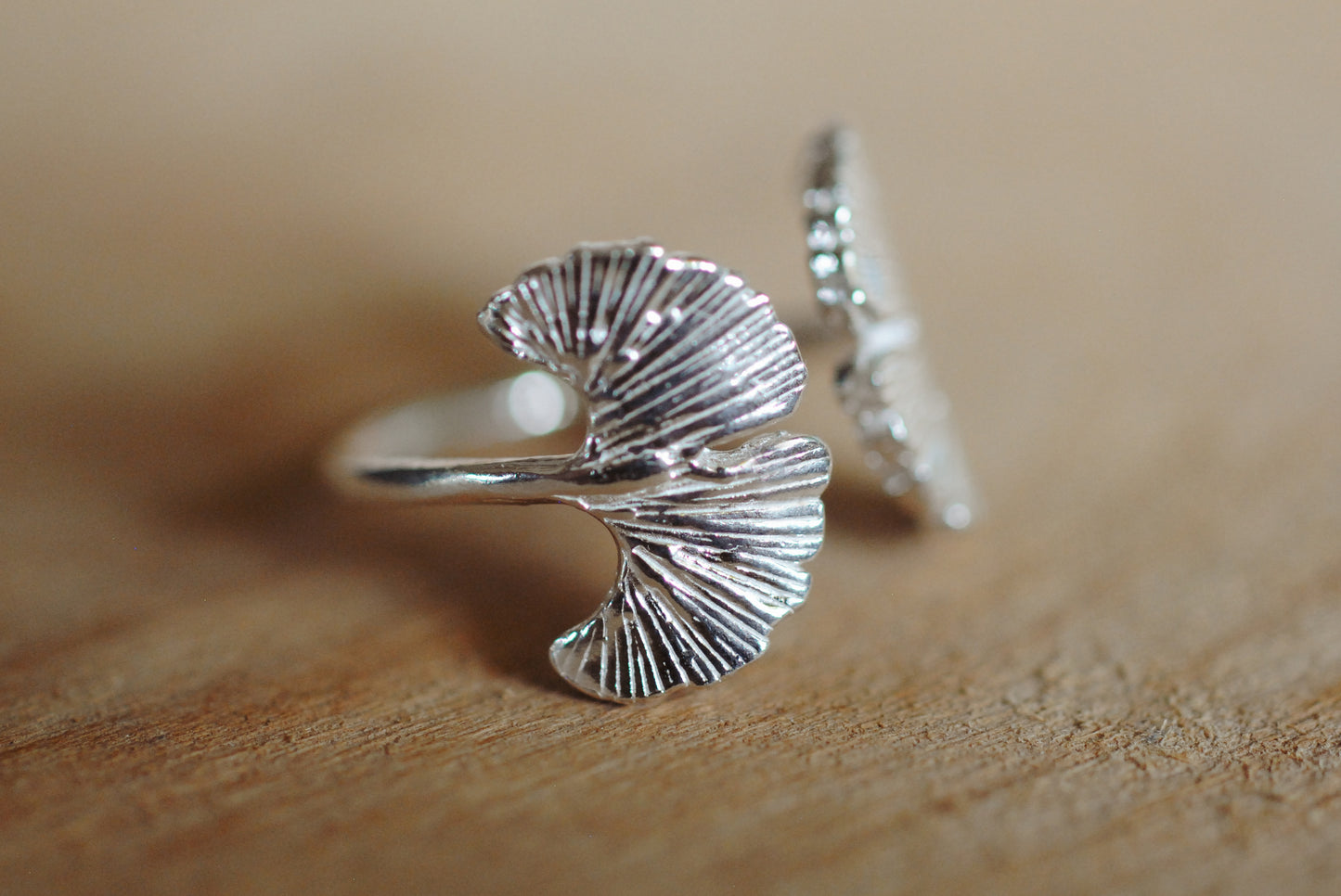 925er Silber Ring Ginkgo