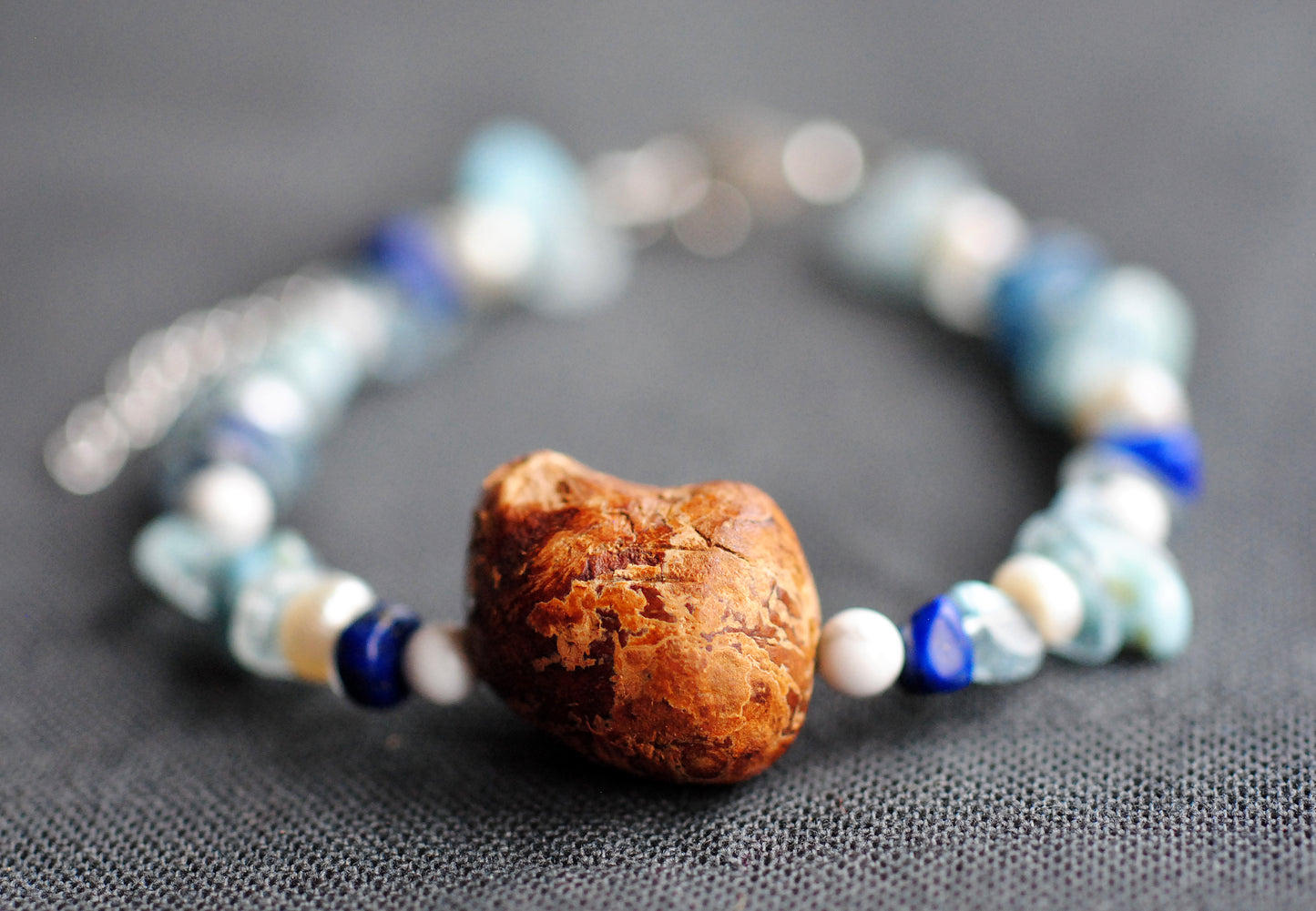 Weite ✧ Baumperlen-Armband ✧ Larimar & Aquamarin ✧ Unikat