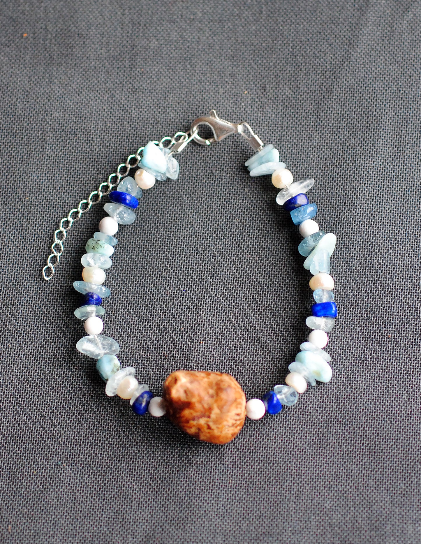 Weite ✧ Baumperlen-Armband ✧ Larimar & Aquamarin ✧ Unikat