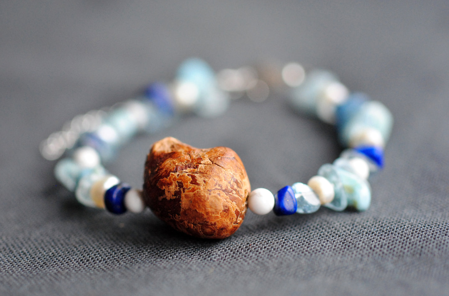 Weite ✧ Baumperlen-Armband ✧ Larimar & Aquamarin ✧ Unikat