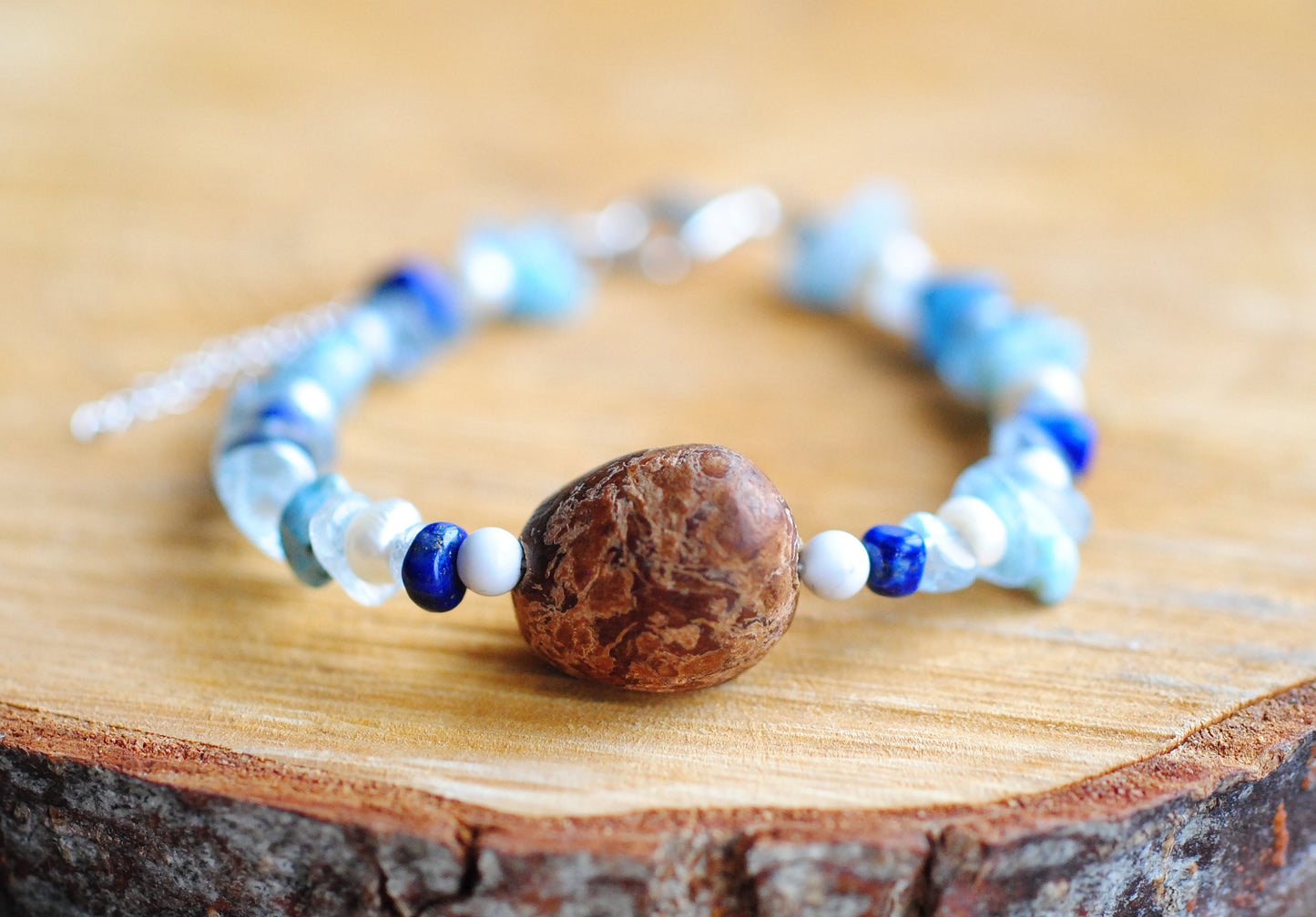 Weite ✧ Baumperlen-Armband ✧ Larimar & Aquamarin ✧ Unikat