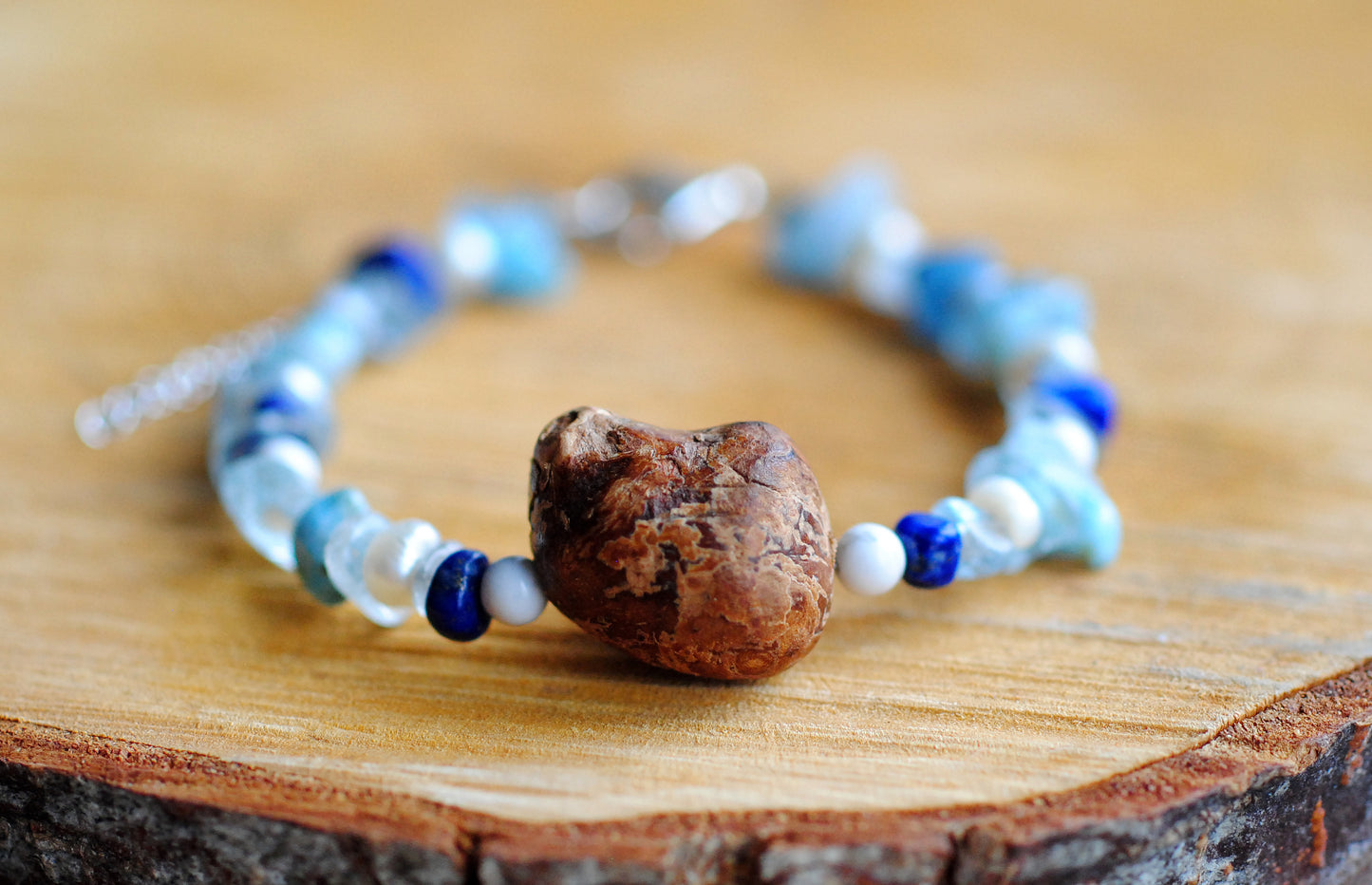 Weite ✧ Baumperlen-Armband ✧ Larimar & Aquamarin ✧ Unikat