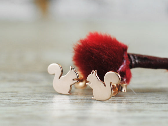 Roségold vergoldete Ohrstecker 18K Eichhörnchen