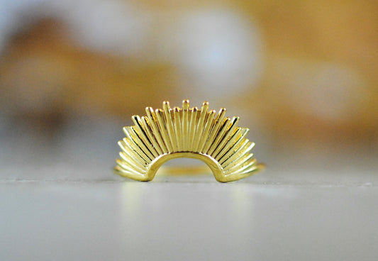 Vergoldeter 24K Ring Sonne