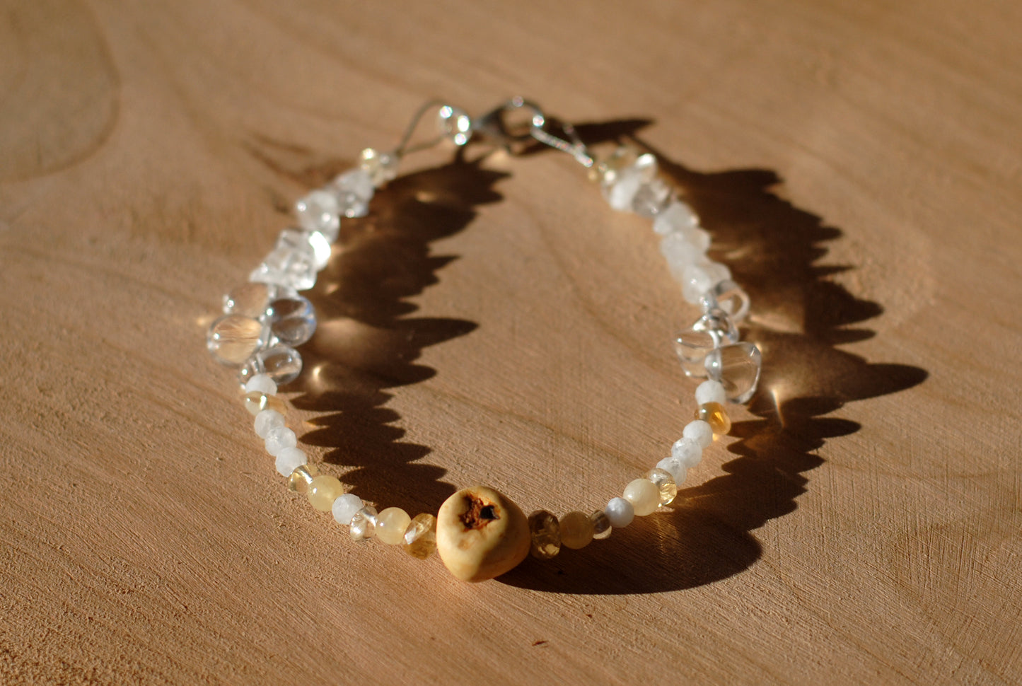 Inneres Leuchten ✧ Baumperlen-Armband ✧ Bergkristall & Facettierter Citrin ✧ Unikat