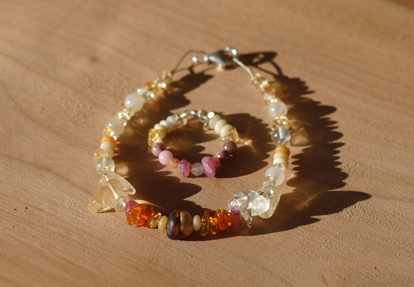 Leichtigkeit ✧ Baumperlen-Armband & Ring ✧ Bernstein & Citrin ✧ Unikat