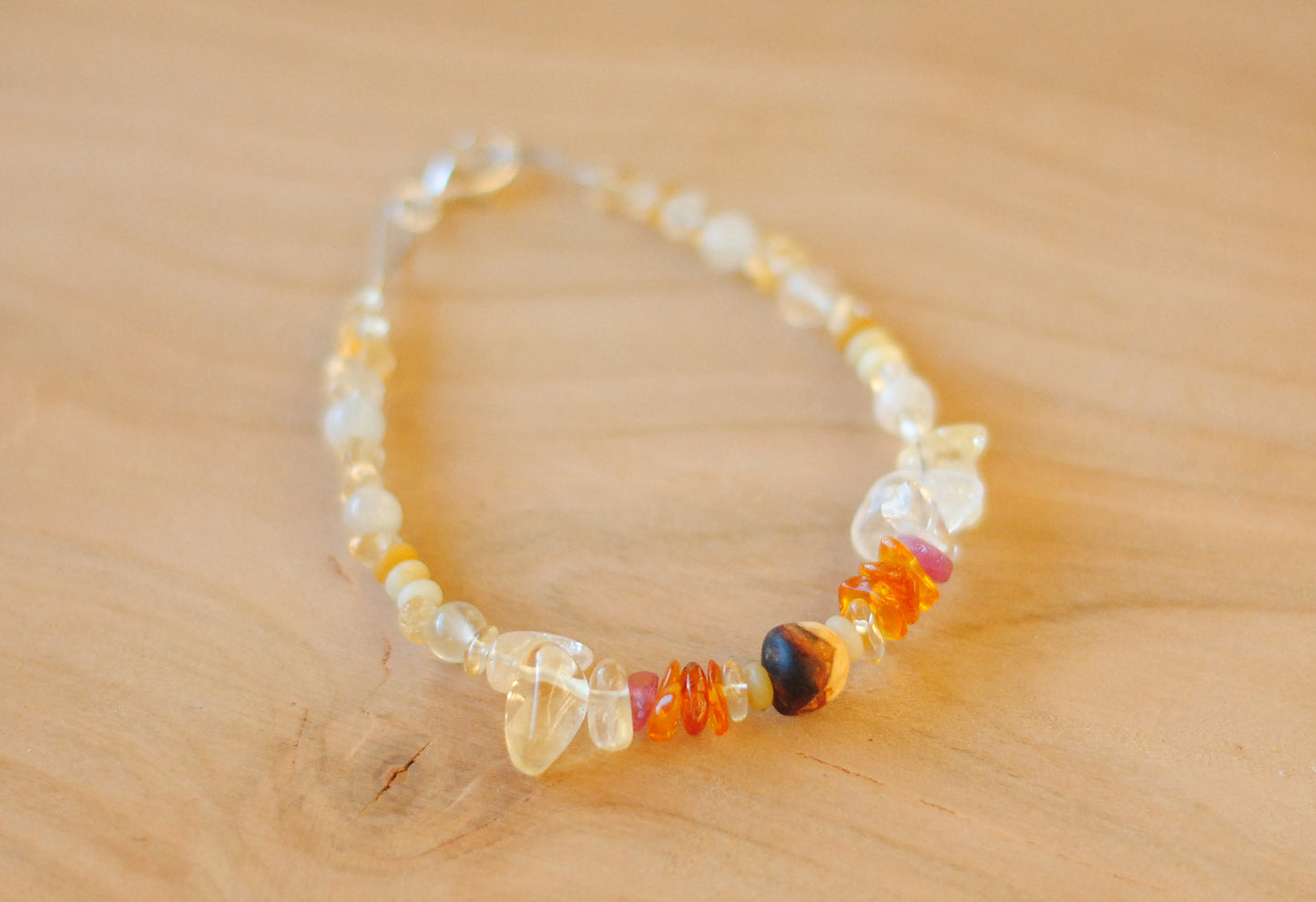 Leichtigkeit ✧ Baumperlen-Armband & Ring ✧ Bernstein & Citrin ✧ Unikat