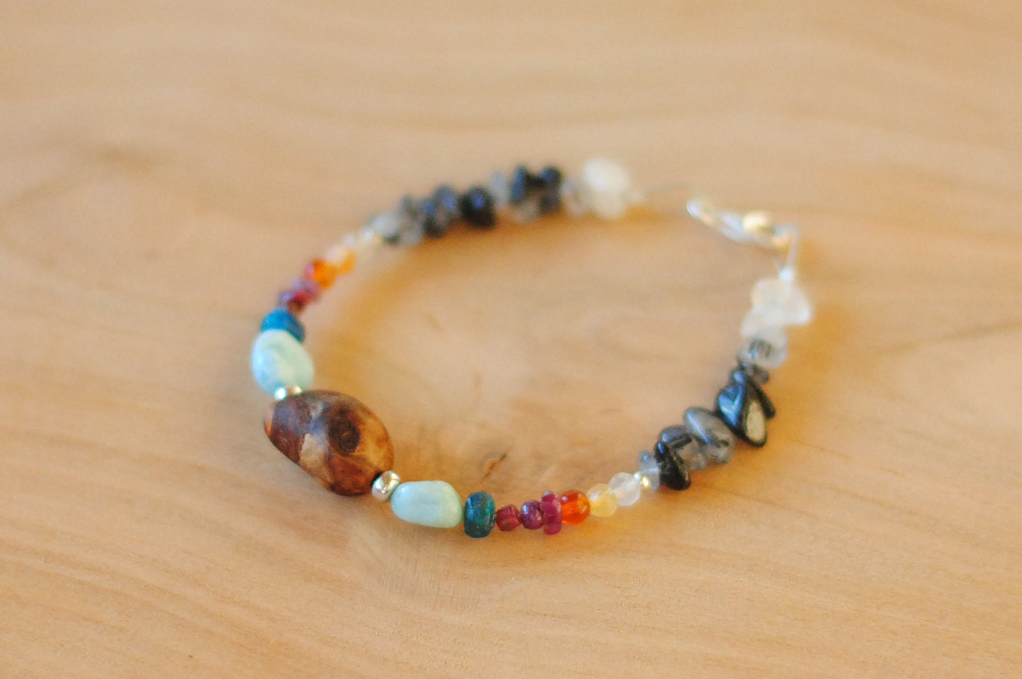 Erwachen & Neubeginn ✧ Baumperlen-Armband ✧ Turmalinquarz & Larimar ✧ Unikat