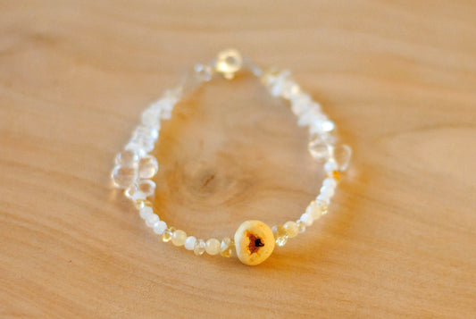 Inneres Leuchten ✧ Baumperlen-Armband ✧ Bergkristall & Facettierter Citrin ✧ Unikat