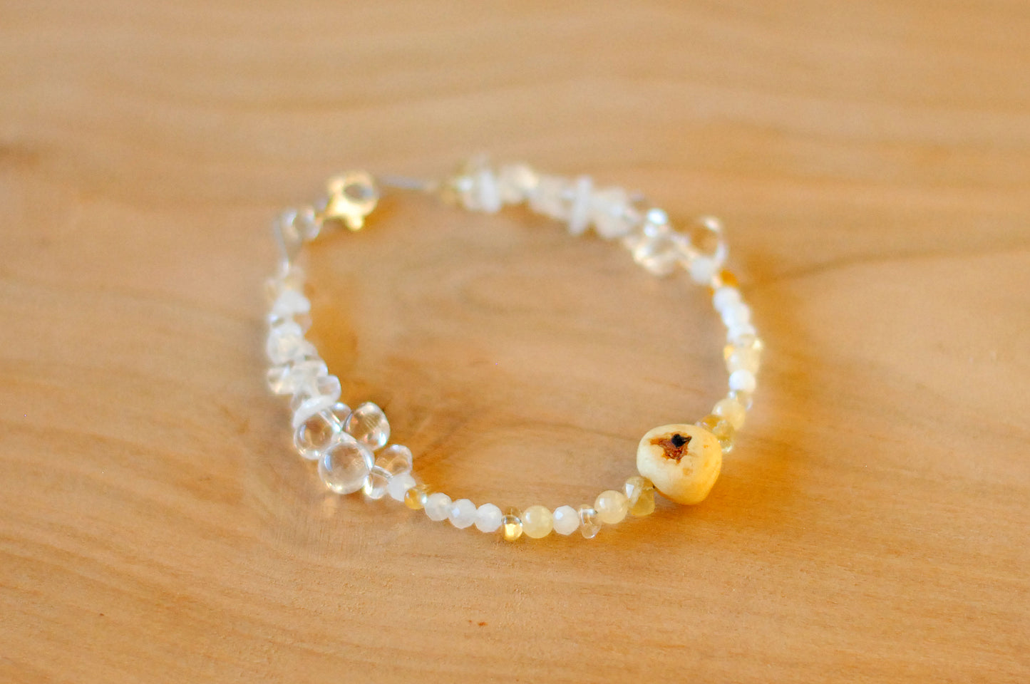 Inneres Leuchten ✧ Baumperlen-Armband ✧ Bergkristall & Facettierter Citrin ✧ Unikat