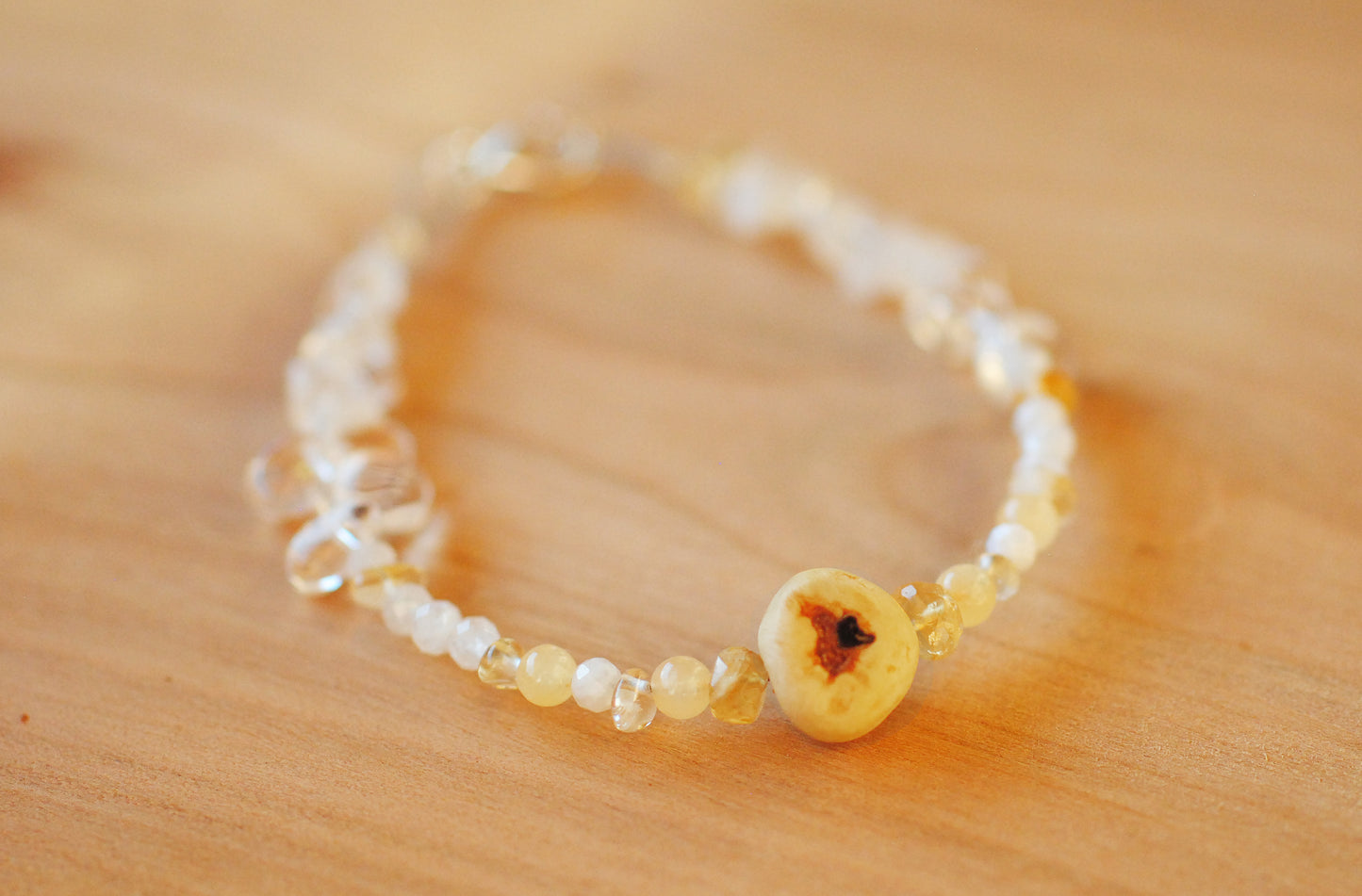 Inneres Leuchten ✧ Baumperlen-Armband ✧ Bergkristall & Facettierter Citrin ✧ Unikat