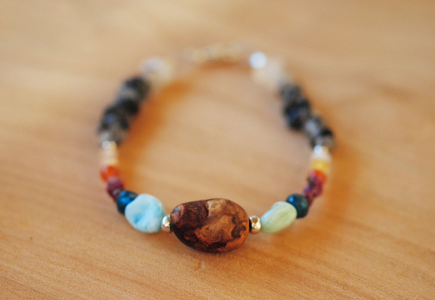 Erwachen & Neubeginn ✧ Baumperlen-Armband ✧ Turmalinquarz & Larimar ✧ Unikat