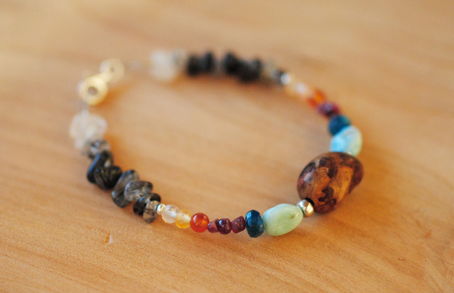 Erwachen & Neubeginn ✧ Baumperlen-Armband ✧ Turmalinquarz & Larimar ✧ Unikat