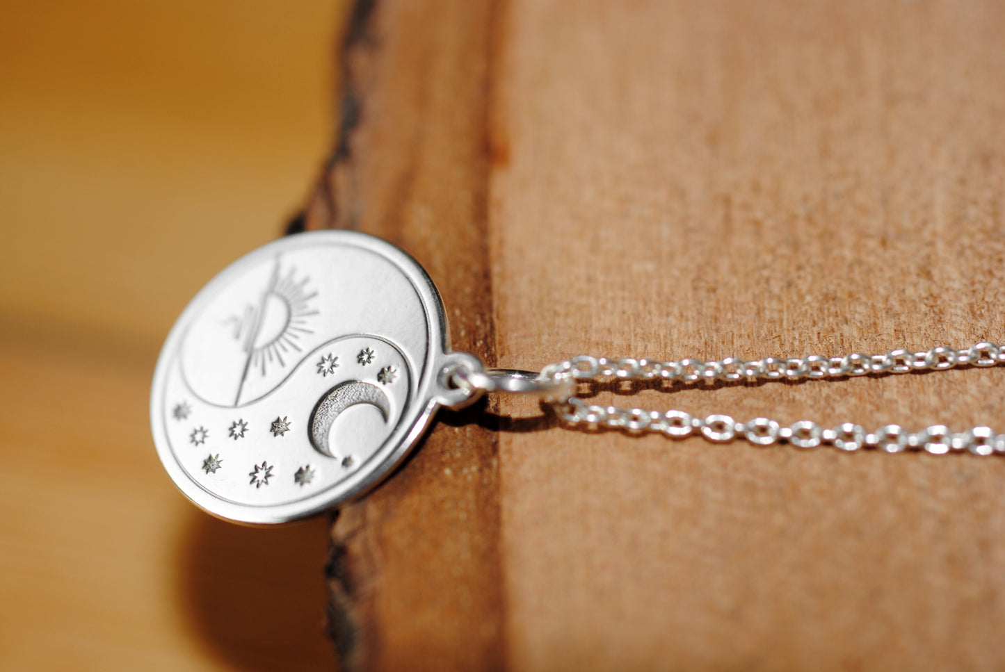925er Silber Anhänger "Sonne & Mond" III optional mit Kette