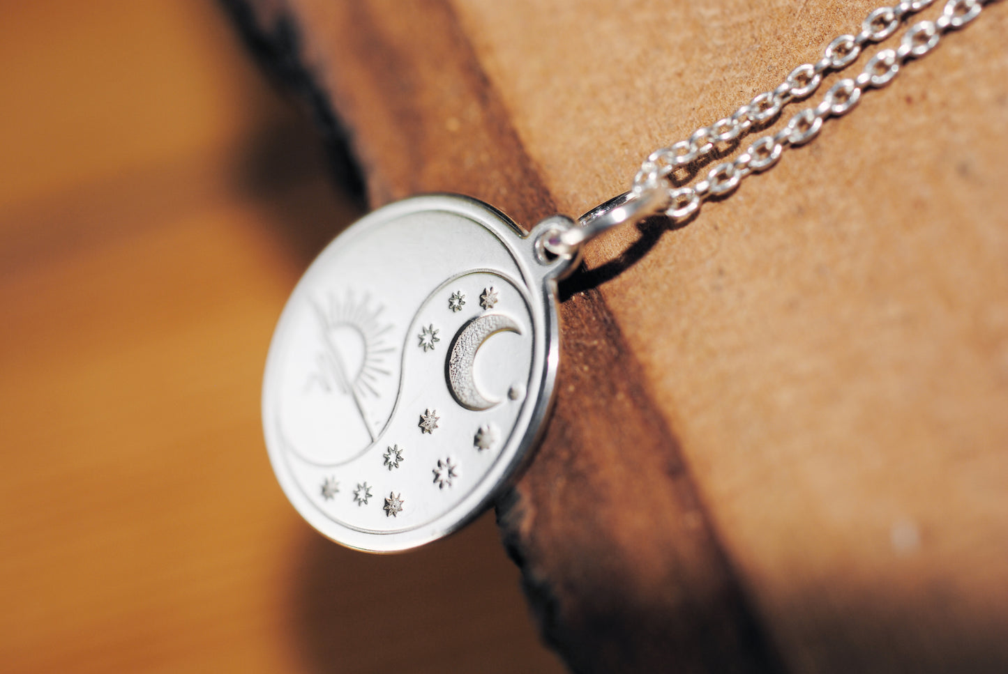 925er Silber Anhänger "Sonne & Mond" III optional mit Kette