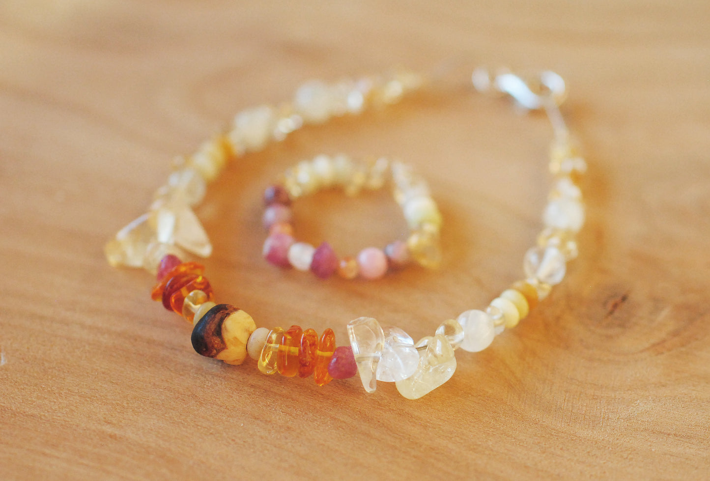 Leichtigkeit ✧ Baumperlen-Armband & Ring ✧ Bernstein & Citrin ✧ Unikat