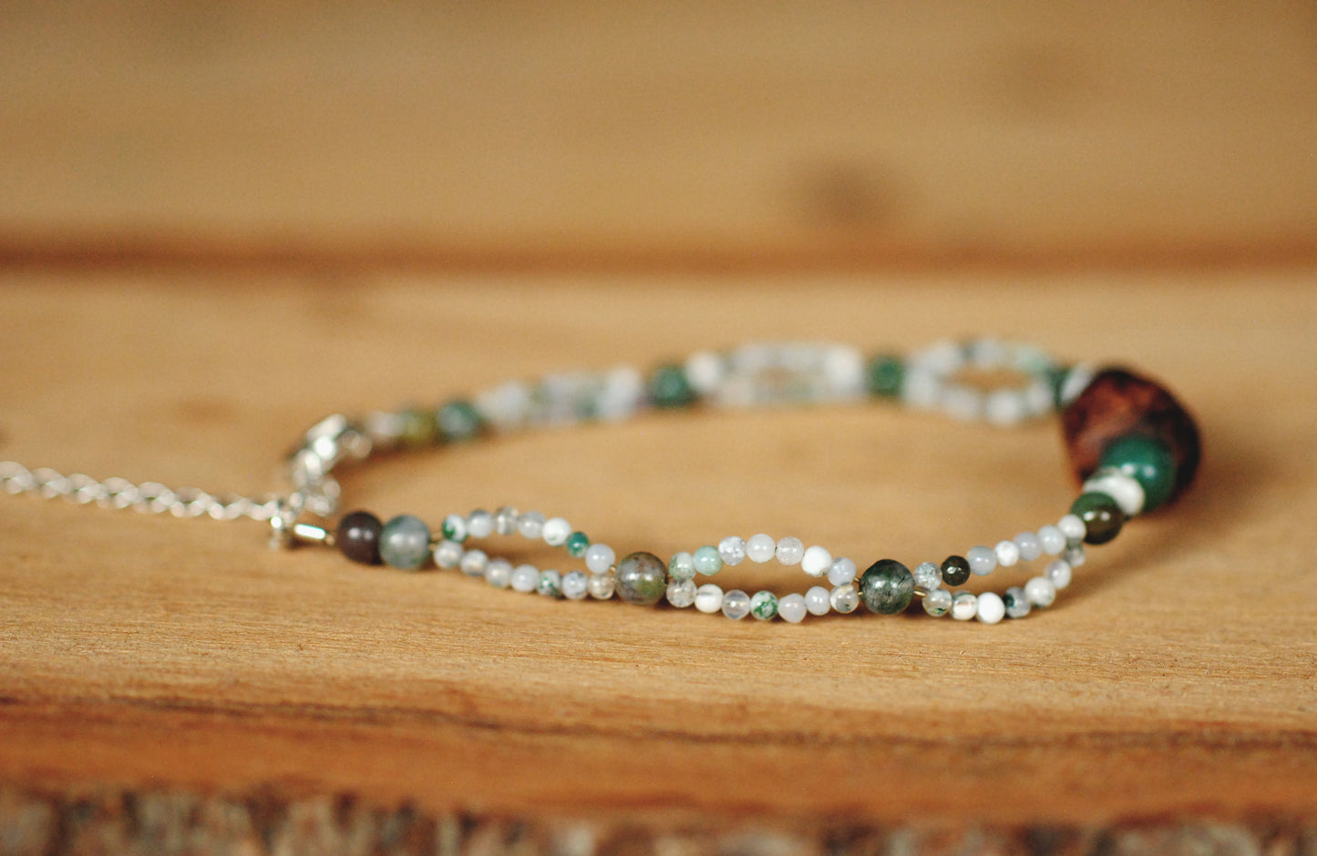 Verbundenheit ✧ Baumperlen-Armband ✧ Moosachat & Baumachat ✧ Unikat