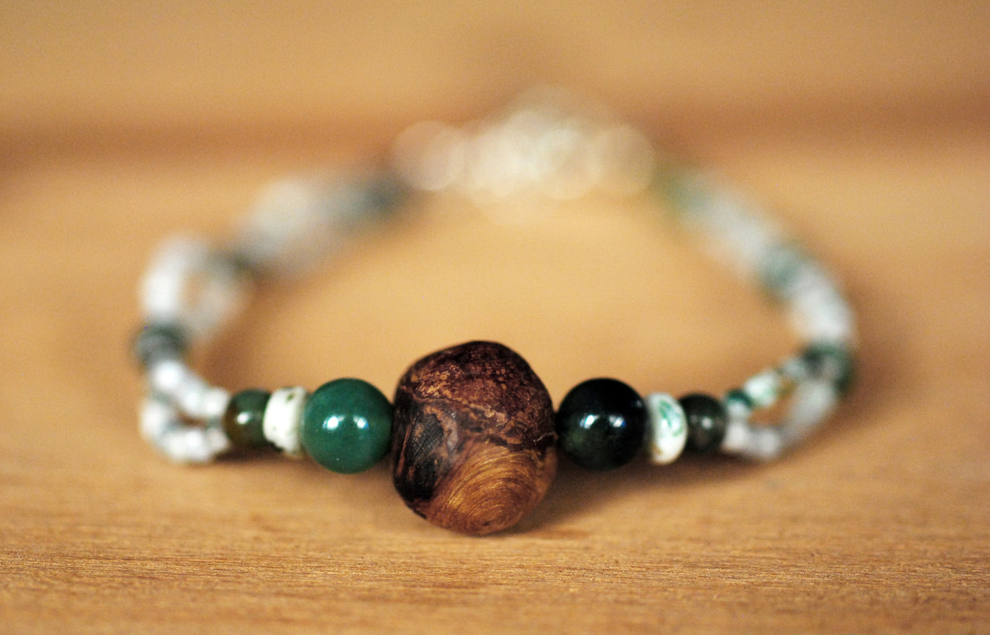 Verbundenheit ✧ Baumperlen-Armband ✧ Moosachat & Baumachat ✧ Unikat