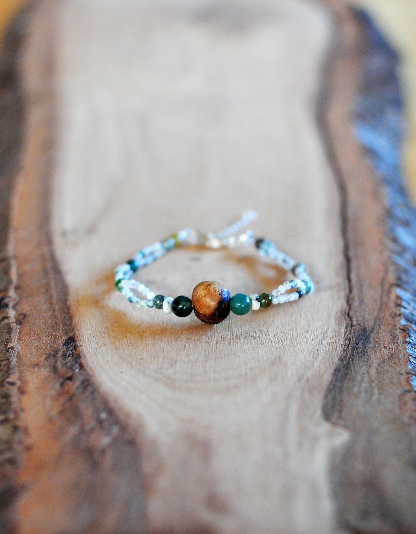 Verbundenheit ✧ Baumperlen-Armband ✧ Moosachat & Baumachat ✧ Unikat
