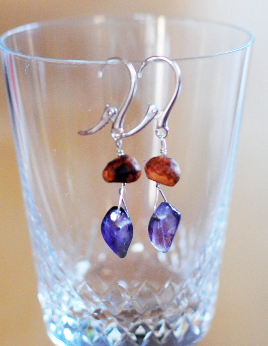 "Frieden" Baumperlen-Ohrhänger Amethyst