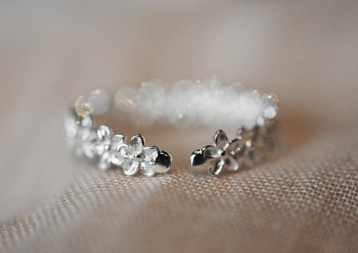 925er Silber Ring Kleine Blüten