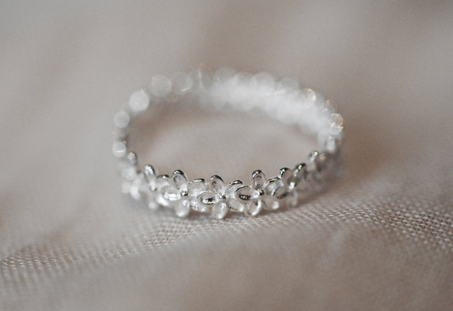 925er Silber Ring Kleine Blüten