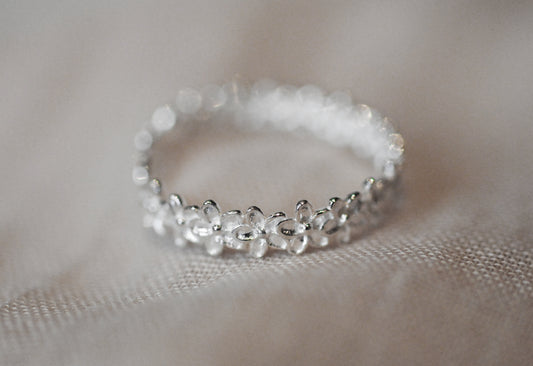 925er Silber Ring Kleine Blüten