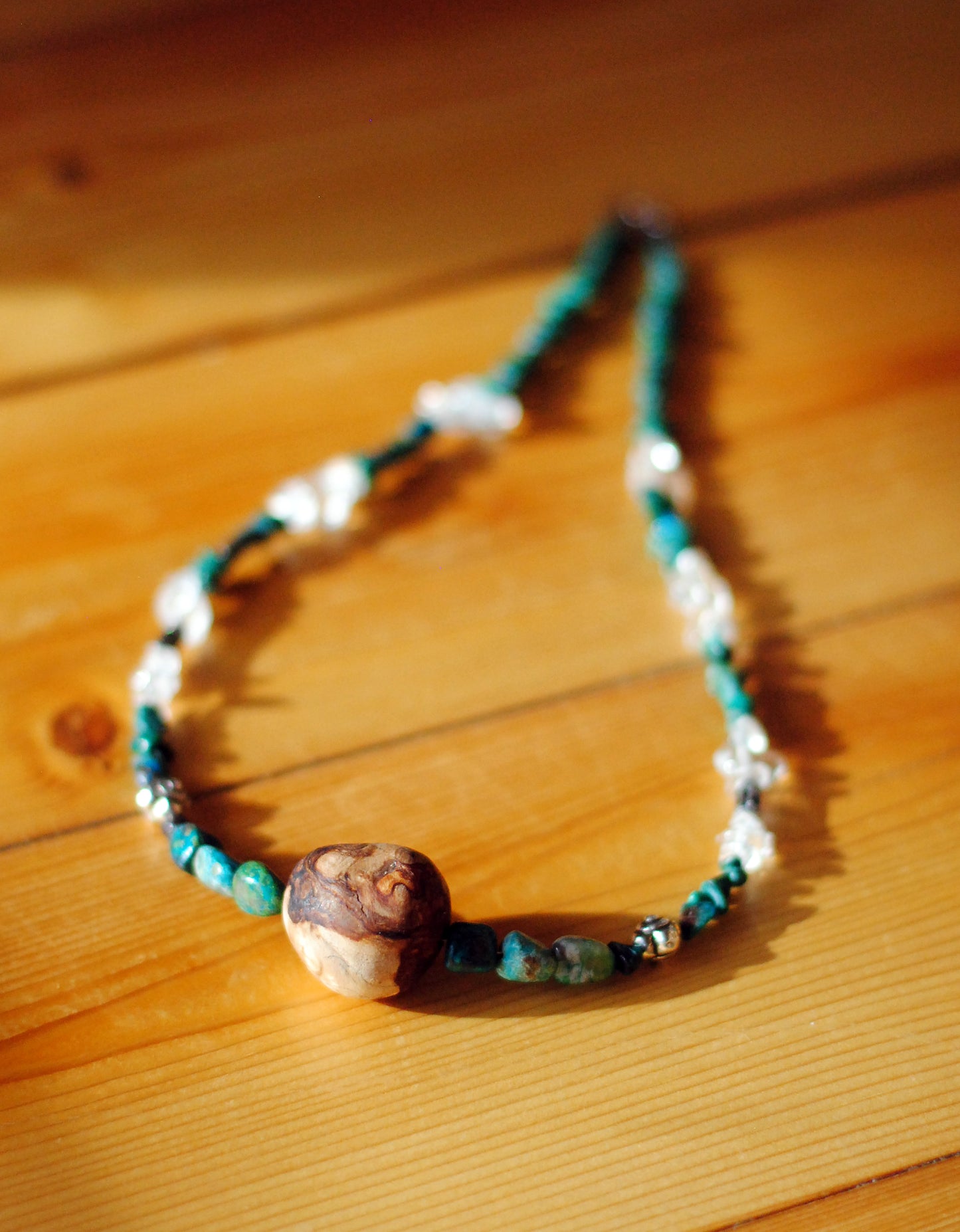 Zuversicht ✧ Baumperlen-Kette ✧ Chrysokoll & Malachit ✧ Unikat